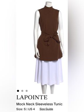 LAPOINTE Brown Sleeveless Mock Neck Tunic